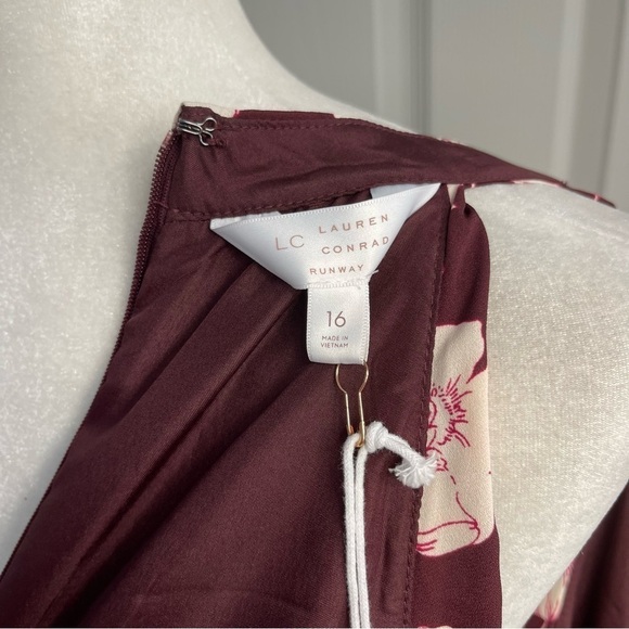 Lauren Conrad Maroon & White Floral Halter Sleeveless Maxi Dress - 16 - Picture 3 of 11
